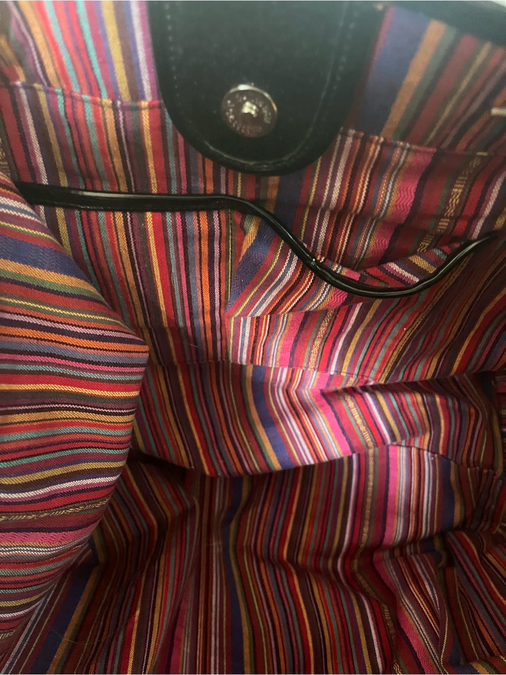 Steve Madden Multicolor Striped Tote Bag with 'PEACE' Appliqué - Picture 7 of 7